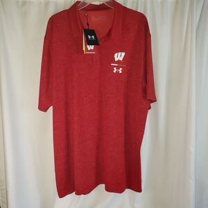 Under Armour Wisconsin Badgers Tech Mens Polo 2XL Polyester Officially licensed